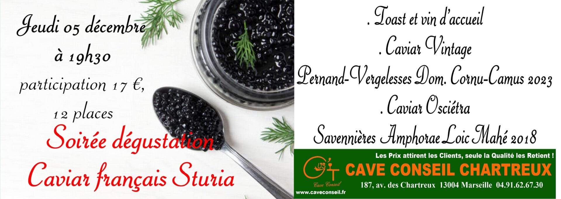 Soirée dégustation Caviar Français COMPLET