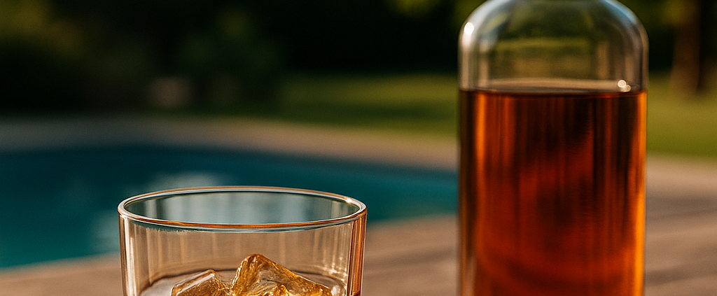 dégustation de whisky en été en plein air avec glace et ambiance conviviale